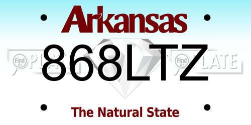 868LTZ Arkansas License Plate