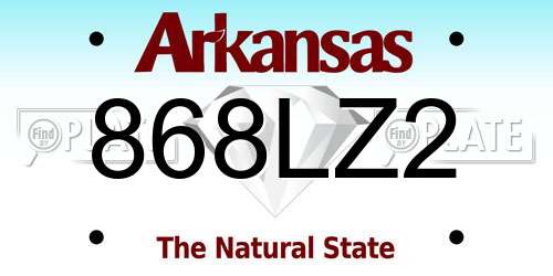 868LZ2 Arkansas License Plate