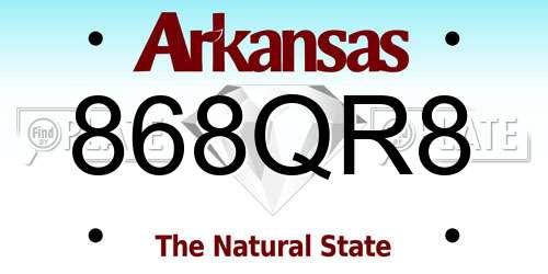 868QR8 Arkansas License Plate