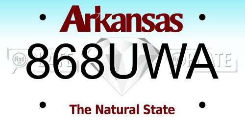 868UWA Arkansas License Plate