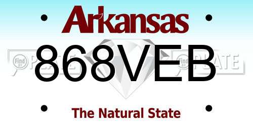 868VEB Arkansas License Plate