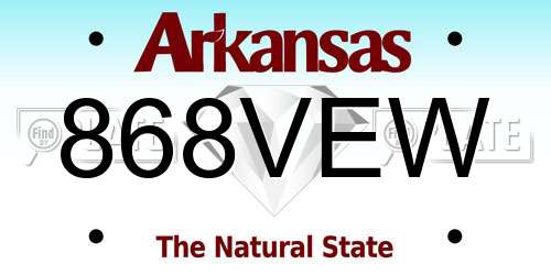 868VEW Arkansas License Plate