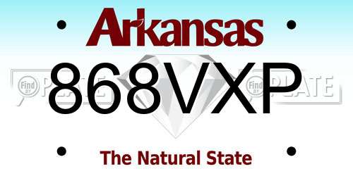 868VXP Arkansas License Plate