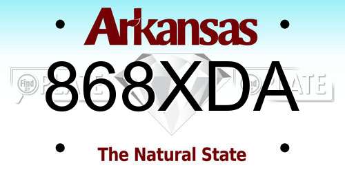 868XDA Arkansas License Plate