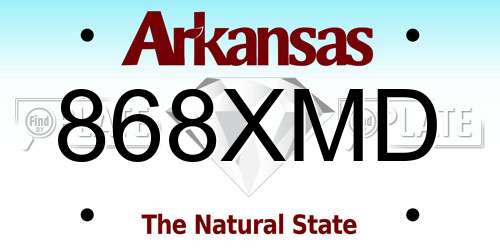 868XMD Arkansas License Plate