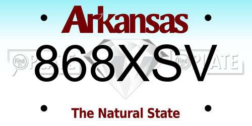 868XSV Arkansas License Plate