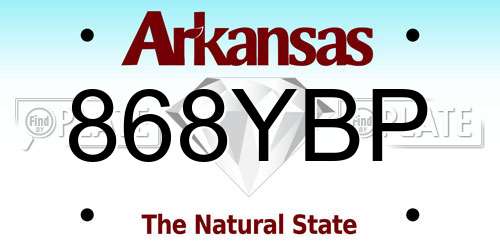 868YBP Arkansas License Plate