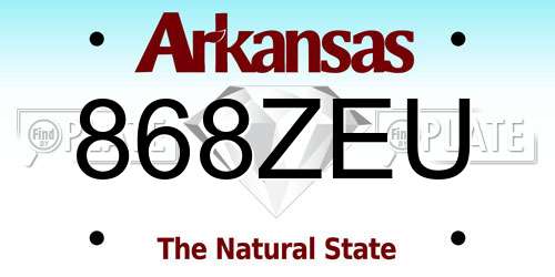 868ZEU Arkansas License Plate