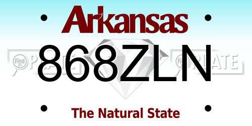 868ZLN Arkansas License Plate