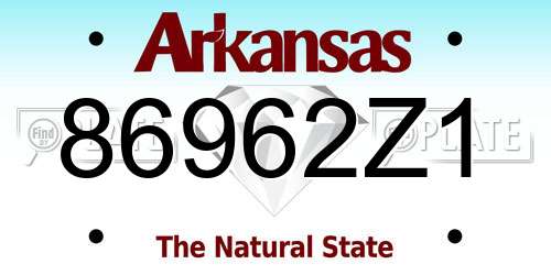 86962Z1 Arkansas License Plate
