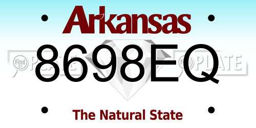 8698EQ Arkansas License Plate