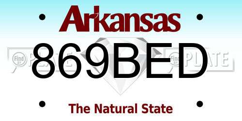 869BED Arkansas License Plate