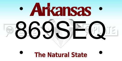 869SEQ Arkansas License Plate
