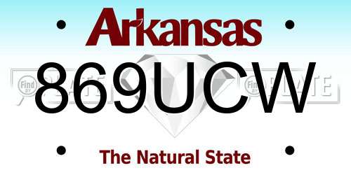 869UCW Arkansas License Plate