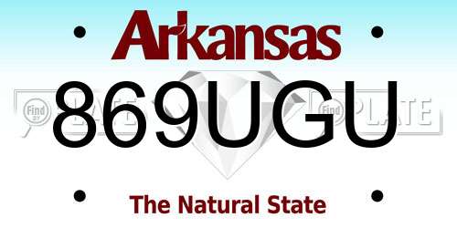 869UGU Arkansas License Plate