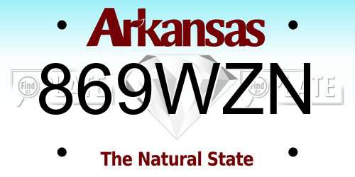 869WZN Arkansas License Plate