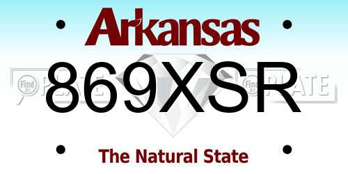 869XSR Arkansas License Plate