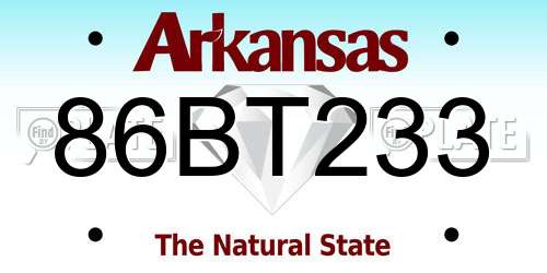 86BT233 Arkansas License Plate