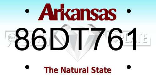86DT761 Arkansas License Plate