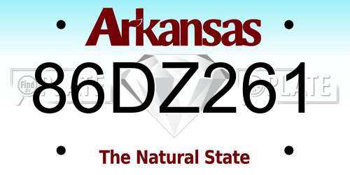 86DZ261 Arkansas License Plate