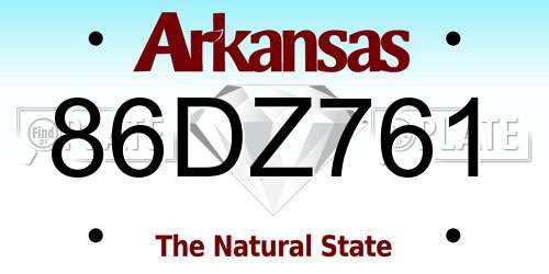 86DZ761 Arkansas License Plate