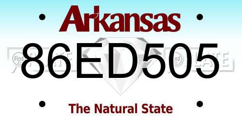 86ED505 Arkansas License Plate