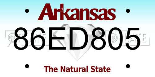 86ED805 Arkansas License Plate