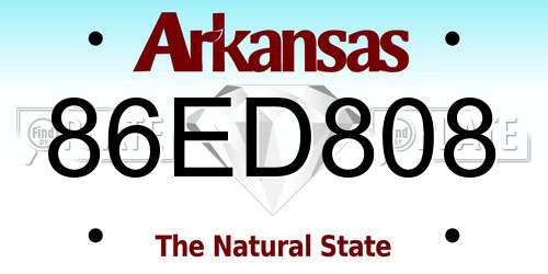 86ED808 Arkansas License Plate