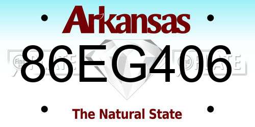 86EG406 Arkansas License Plate