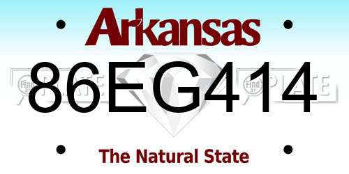 86EG414 Arkansas License Plate