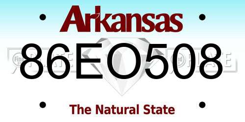 86EO508 Arkansas License Plate