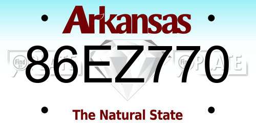 86EZ770 Arkansas License Plate