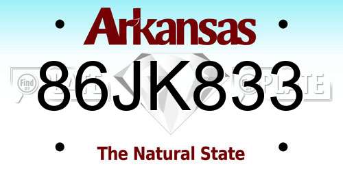 86JK833 Arkansas License Plate