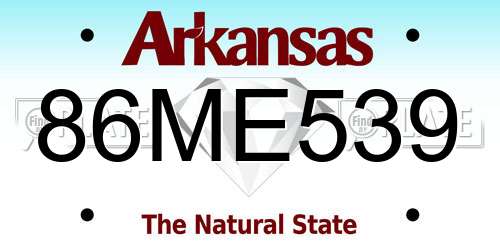 86ME539 Arkansas License Plate