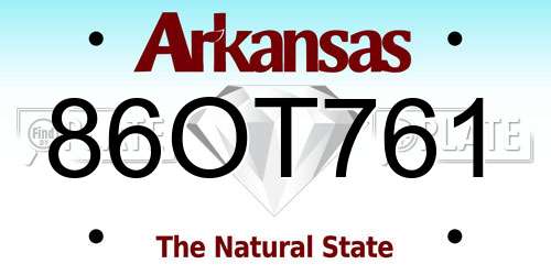 86OT761 Arkansas License Plate