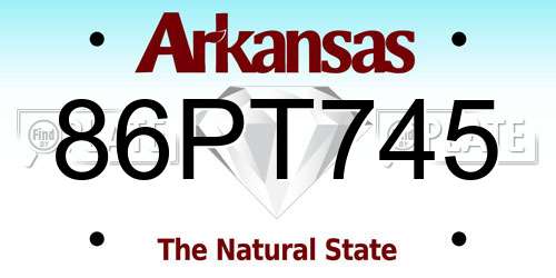 86PT745 Arkansas License Plate