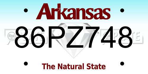 86PZ748 Arkansas License Plate
