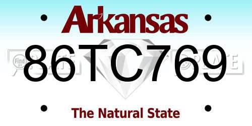 86TC769 Arkansas License Plate