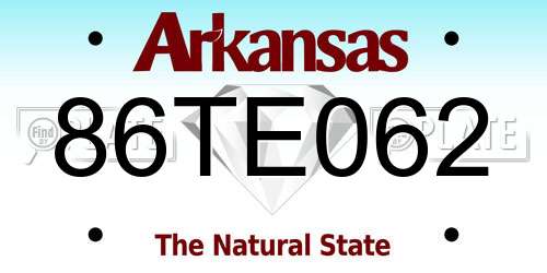 86TE062 Arkansas License Plate