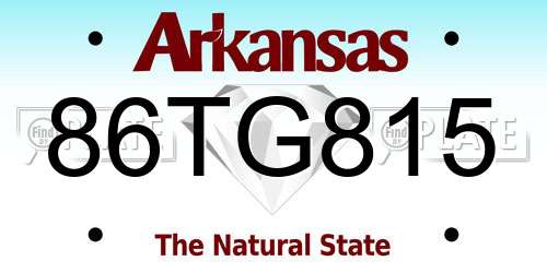 86TG815 Arkansas License Plate