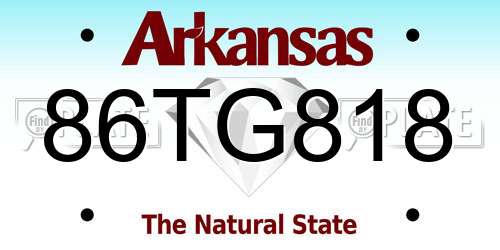 86TG818 Arkansas License Plate