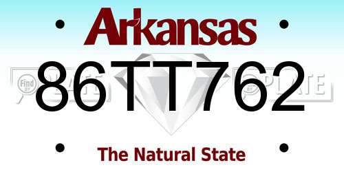 86TT762 Arkansas License Plate