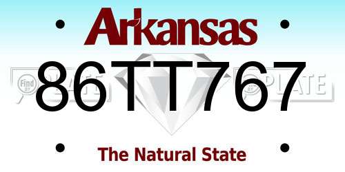 86TT767 Arkansas License Plate