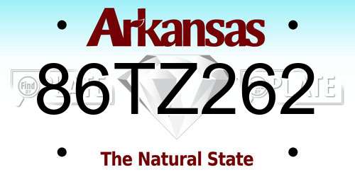 86TZ262 Arkansas License Plate