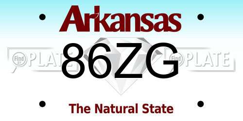 86ZG Arkansas License Plate