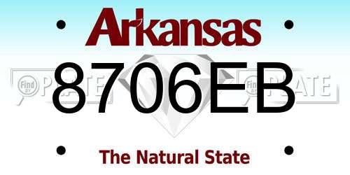 8706EB Arkansas License Plate