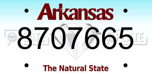 8707665 Arkansas License Plate