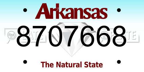 8707668 Arkansas License Plate