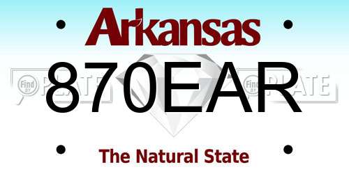 870EAR Arkansas License Plate