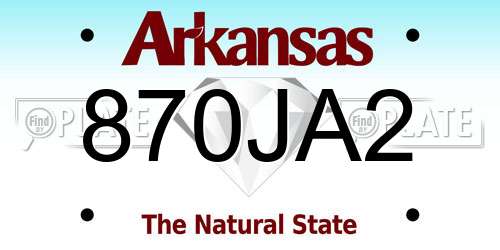 870JA2 Arkansas License Plate